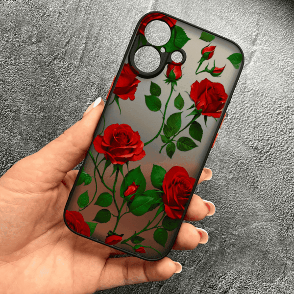 Чехол для iPhone 17 с защитой камеры с цветами красные розы