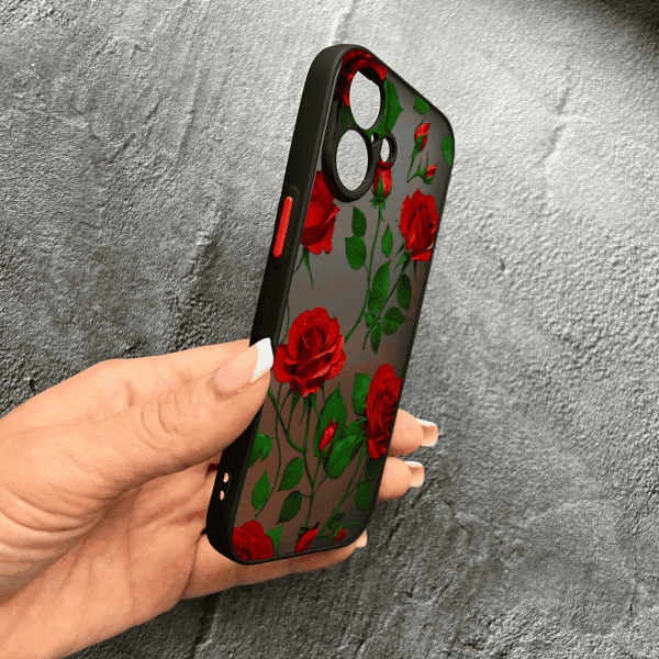 Чехол для iPhone 17 с защитой камеры с цветами красные розы