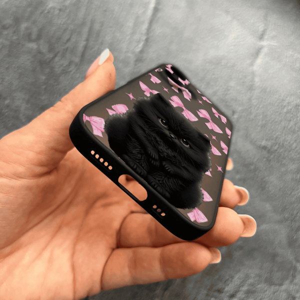Чехол для iPhone 17 с защитой камеры детский с котиком и бантиками