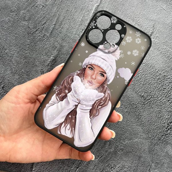 Чехол для iPhone 14 Pro с защитой камеры новогодний зимнее дыхание