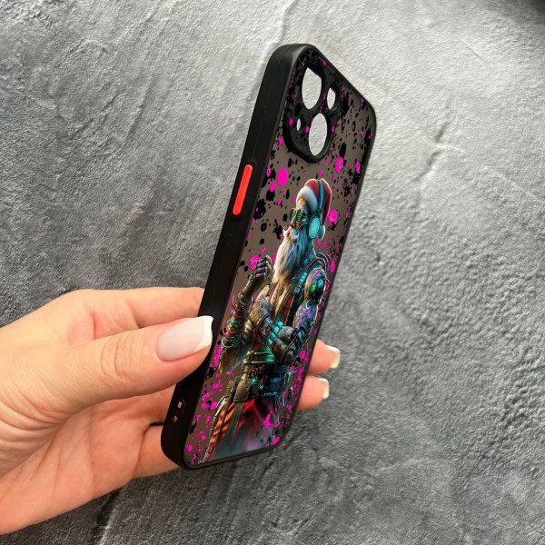 Чохол для iPhone 14 з захистом камери новорічний Санта Кіберпанк