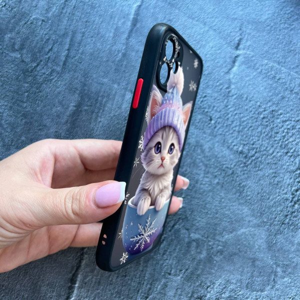 Чохол для iPhone 11 з захистом камери новорічне кошеня в чашці