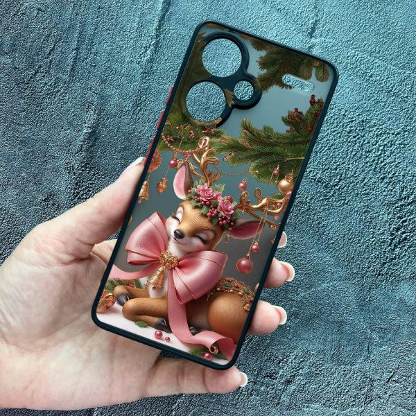 Чехол для Xiaomi Redmi Note 13 Pro Plus с защитой камеры новогодний Рождественский олененок