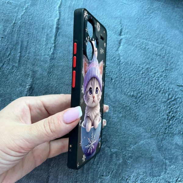 Чохол для Xiaomi Redmi Note 13 Pro 5G з захистом камери новорічне кошеня в чашці