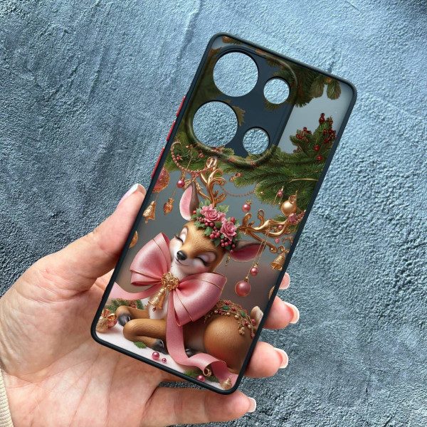 Чохол для Xiaomi Redmi Note 13 Pro 4G / Poco M6 Pro 4G / Xiaomi Redmi Note 14S  з захистом камери новорічний Різдвяне оленятко