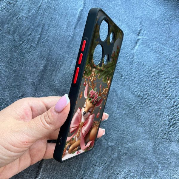 Чохол для Xiaomi Redmi Note 13 Pro 4G / Poco M6 Pro 4G / Xiaomi Redmi Note 14S  з захистом камери новорічний Різдвяне оленятко