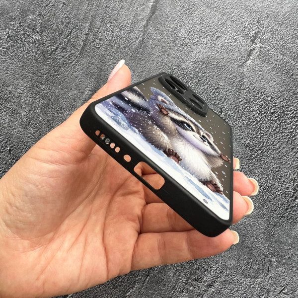Чехол для Xiaomi Redmi Note 13 4G с защитой камеры новогодний зимний енотик