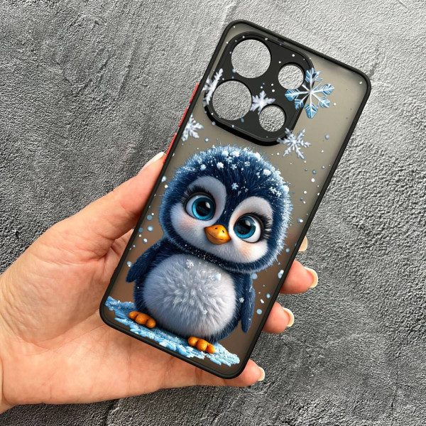Чохол для Xiaomi Redmi Note 13 4G з захистом камери новорічний милий пінгвін