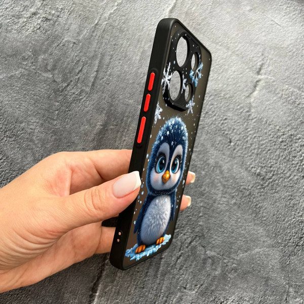 Чохол для Xiaomi Redmi Note 13 4G з захистом камери новорічний милий пінгвін