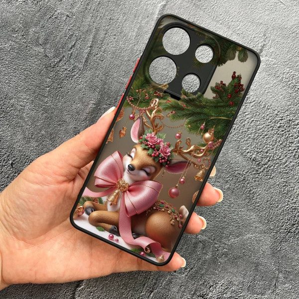 Чохол для Xiaomi Redmi Note 13 4G з захистом камери новорічний Різдвяне оленятко