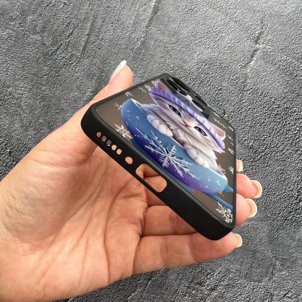 Чехол для Xiaomi Redmi Note 13 4G с защитой камеры новогодний котенок в чашке