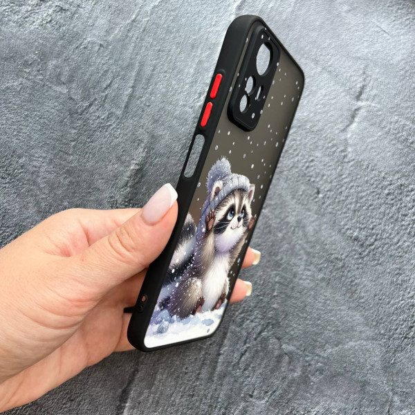 Чохол для Xiaomi Redmi Note 12S з захистом камери новорічний зимовий єнотик