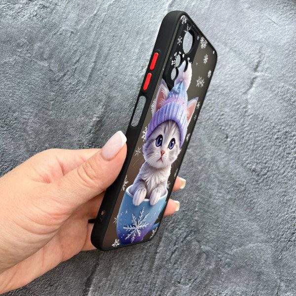 Чохол для Xiaomi Redmi Note 12S з захистом камери новорічне кошеня в чашці