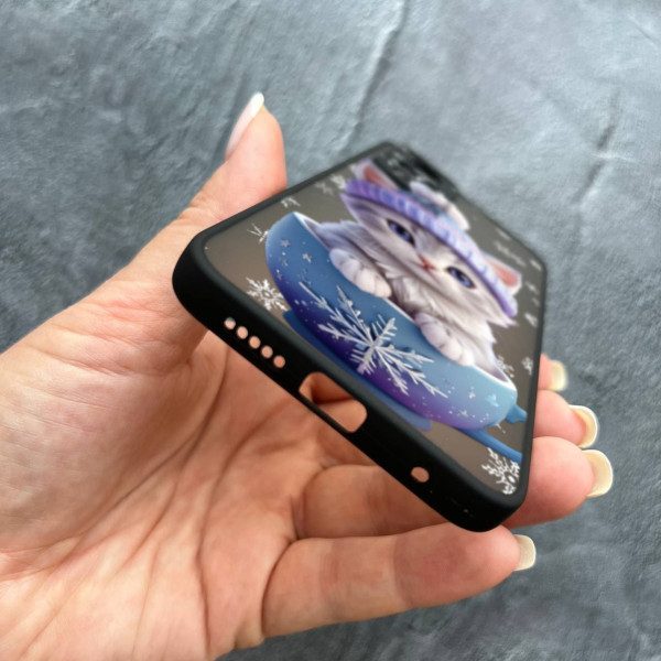 Чехол для Xiaomi Redmi Note 12S с защитой камеры новогодний котенок в чашке