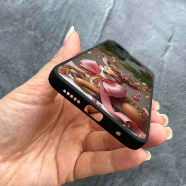 Чехол для Xiaomi Redmi Note 12S с защитой камеры новогодний Рождественский олененок