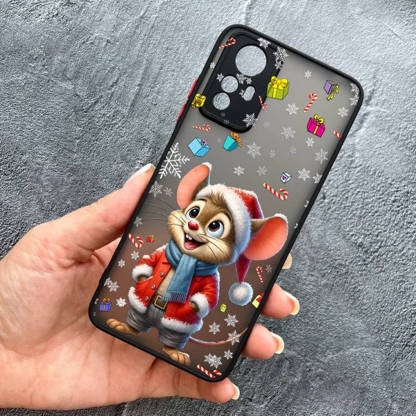 Чохол для Xiaomi Redmi Note 12S з захистом камери новорічне мишеня в костюмі санти