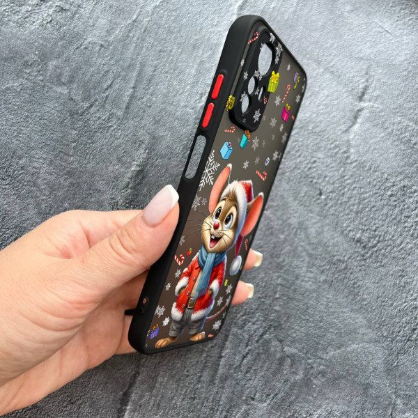 Чохол для Xiaomi Redmi Note 12S з захистом камери новорічне мишеня в костюмі санти