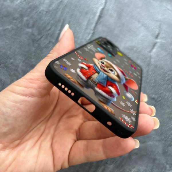 Чехол для Xiaomi Redmi Note 12S с защитой камеры новогодний мышонок в костюме санты