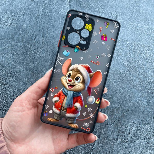 Чохол для Xiaomi Redmi Note 12 Pro 5G з захистом камери новорічне мишеня в костюмі санти
