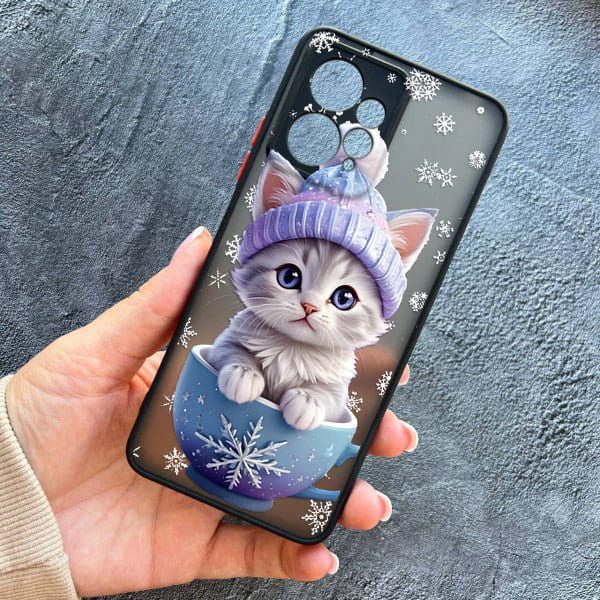 Чохол для Xiaomi Redmi Note 12 4G з захистом камери новорічне кошеня в чашці