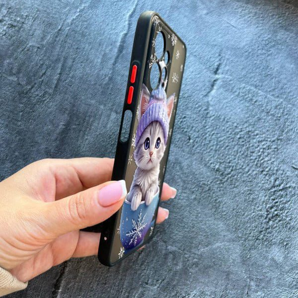 Чохол для Xiaomi Redmi Note 12 4G з захистом камери новорічне кошеня в чашці