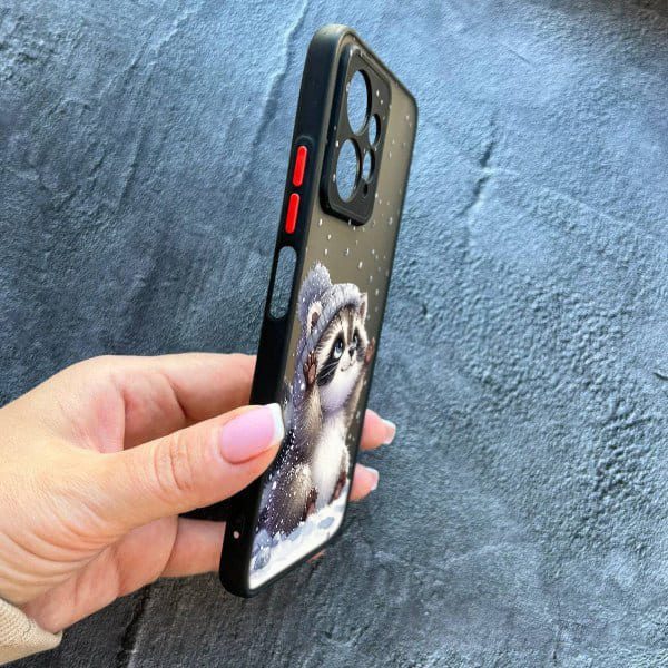 Чохол для Xiaomi Redmi Note 12 4G з захистом камери новорічний зимовий єнотик