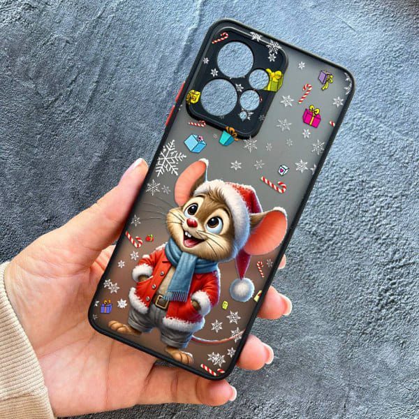 Чохол для Xiaomi Redmi Note 12 4G з захистом камери новорічне мишеня в костюмі санти