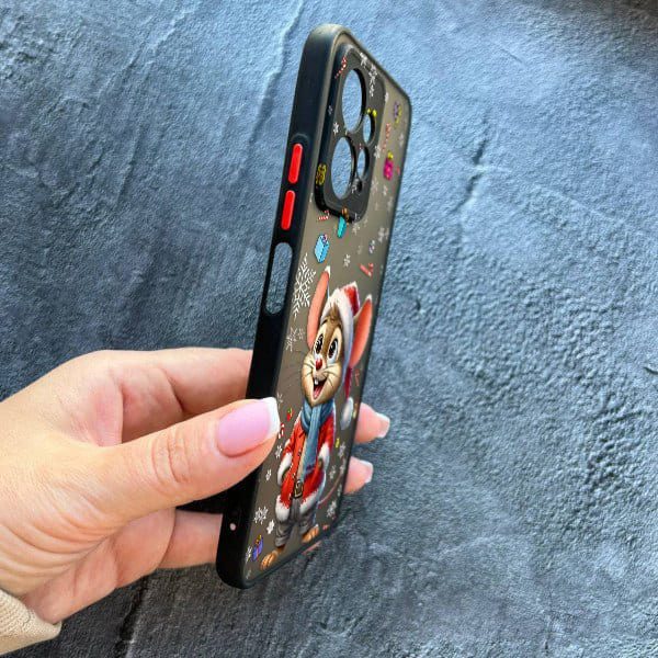 Чохол для Xiaomi Redmi Note 12 4G з захистом камери новорічне мишеня в костюмі санти