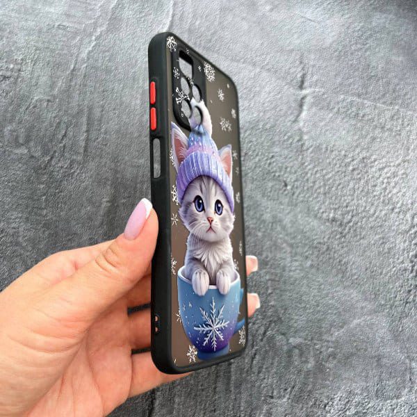 Чохол для Xiaomi Redmi Note 11 Pro Plus 5G з захистом камери новорічне кошеня в чашці