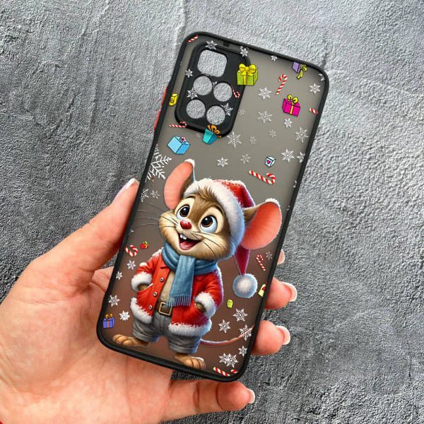 Чохол для Xiaomi Redmi Note 11 Pro Plus 5G з захистом камери новорічне мишеня в костюмі санти