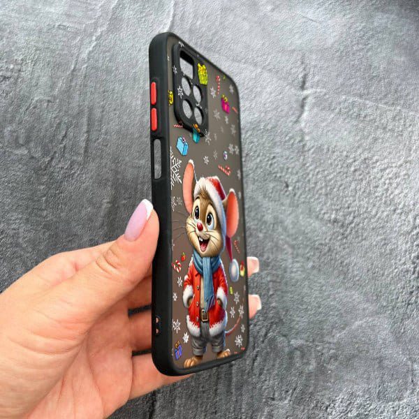 Чохол для Xiaomi Redmi Note 11 Pro Plus 5G з захистом камери новорічне мишеня в костюмі санти