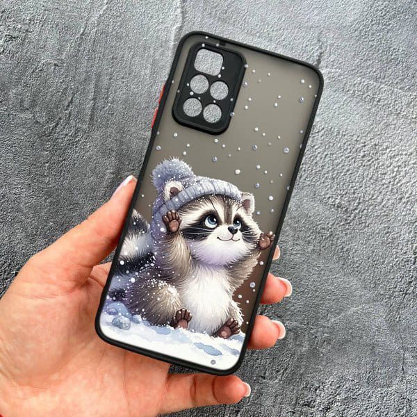 Чехол для Xiaomi Redmi Note 11 Pro Plus 5G с защитой камеры новогодний зимний енотик