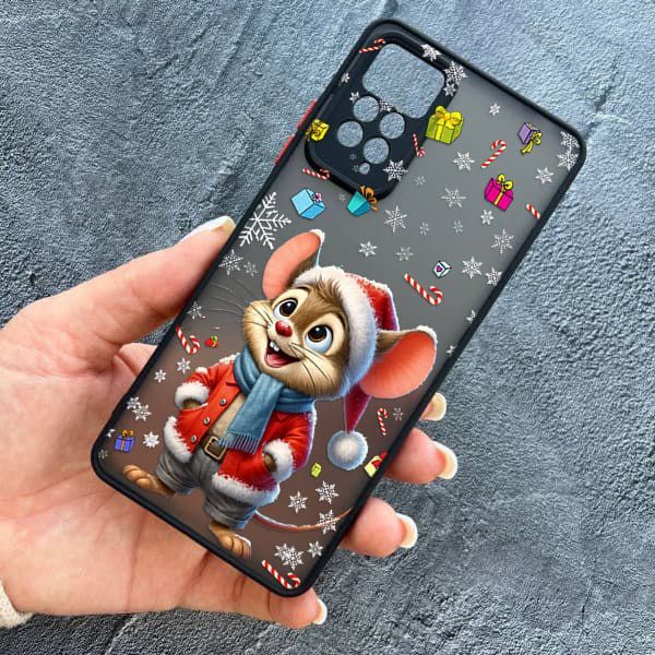 Чохол для Xiaomi Redmi Note 11 Pro / Redmi Note 12 Pro 4G з захистом камери новорічне мишеня в костюмі санти