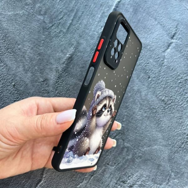Чохол для Xiaomi Redmi Note 11 Pro / Redmi Note 12 Pro 4G з захистом камери новорічний зимовий єнотик