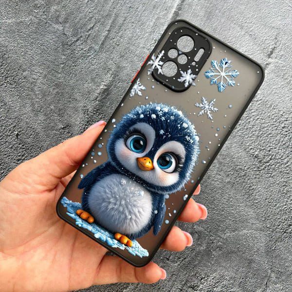 Чехол для Xiaomi Redmi Note 10 4G / Note 10s / Xiaomi Poco M5s с защитой камеры новогодний милый пингвин