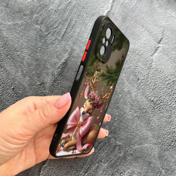 Чехол для Xiaomi Redmi Note 10 4G / Note 10s / Xiaomi Poco M5s с защитой камеры новогодний Рождественский олененок