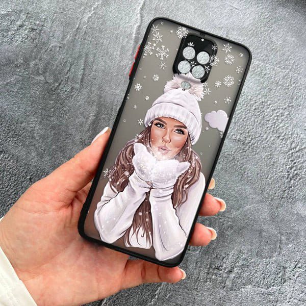 Чехол для Xiaomi Redmi Note 9s / Note 9 Pro / Note 9 Pro Max с защитой камеры новогодний зимнее дыхание