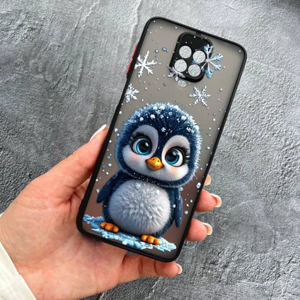 Чехол для Xiaomi Redmi Note 9s / Note 9 Pro / Note 9 Pro Max с защитой камеры новогодний милый пингвин
