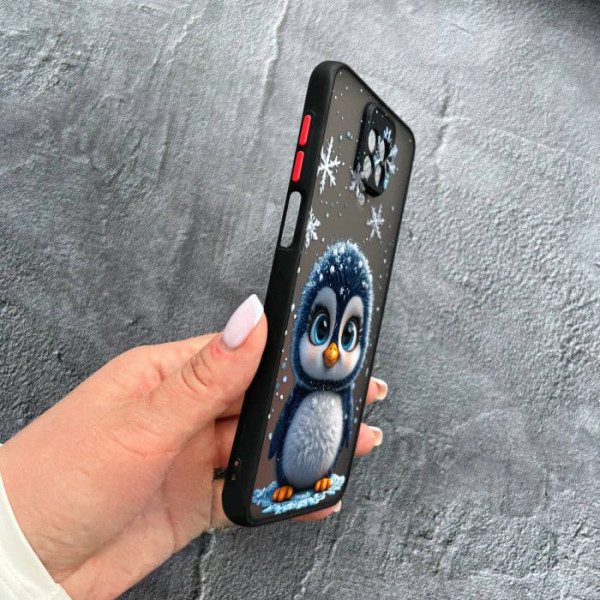 Чехол для Xiaomi Redmi Note 9s / Note 9 Pro / Note 9 Pro Max с защитой камеры новогодний милый пингвин