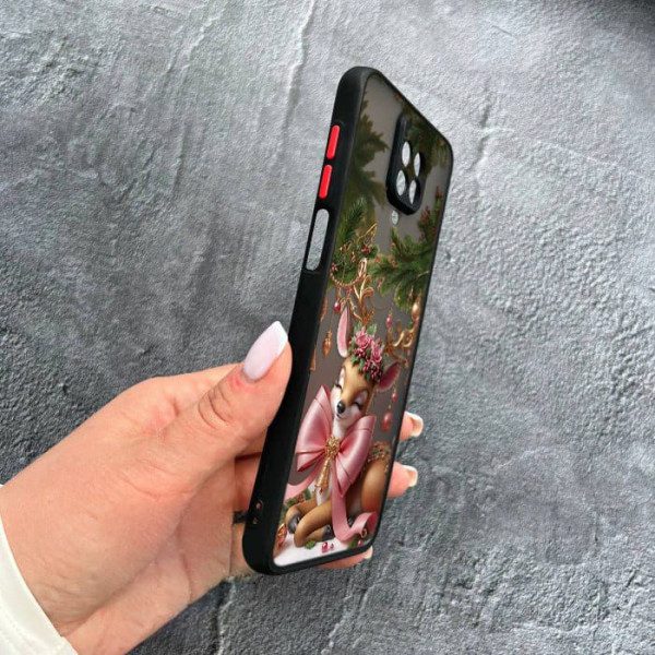 Чехол для Xiaomi Redmi Note 9s / Note 9 Pro / Note 9 Pro Max с защитой камеры новогодний Рождественский олененок