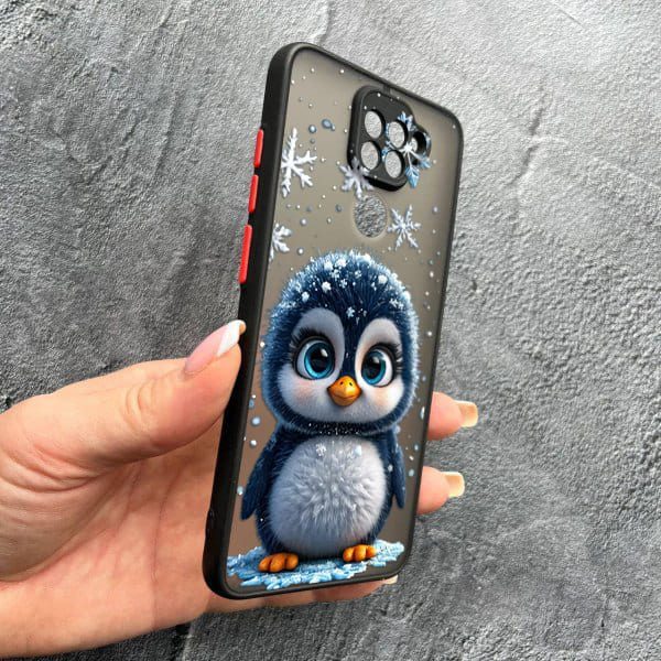 Чехол для Xiaomi Redmi Note 9 / Redmi 10X с защитой камеры новогодний милый пингвин