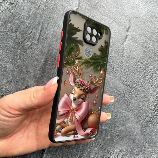 Чохол для Xiaomi Redmi Note 9 / Redmi 10X з захистом камери новорічний Різдвяне оленятко
