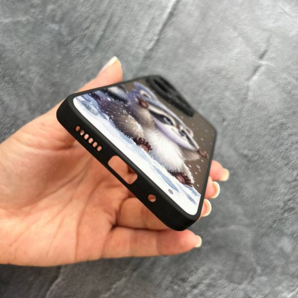 Чехол для Xiaomi Redmi 13 4G / Poco M6 4G с защитой камеры новогодний зимний енотик