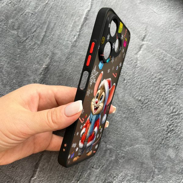 Чохол для Xiaomi Redmi 13 4G / Poco M6 4G з захистом камери новорічне мишеня в костюмі санти