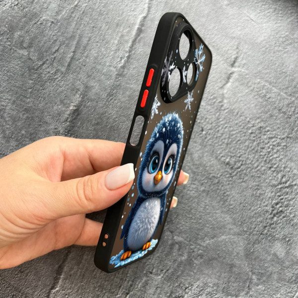 Чохол для Xiaomi Redmi 13 4G / Poco M6 4G з захистом камери новорічний милий пінгвін