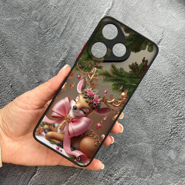Чохол для Xiaomi Redmi 13 4G / Poco M6 4G з захистом камери новорічний Різдвяне оленятко