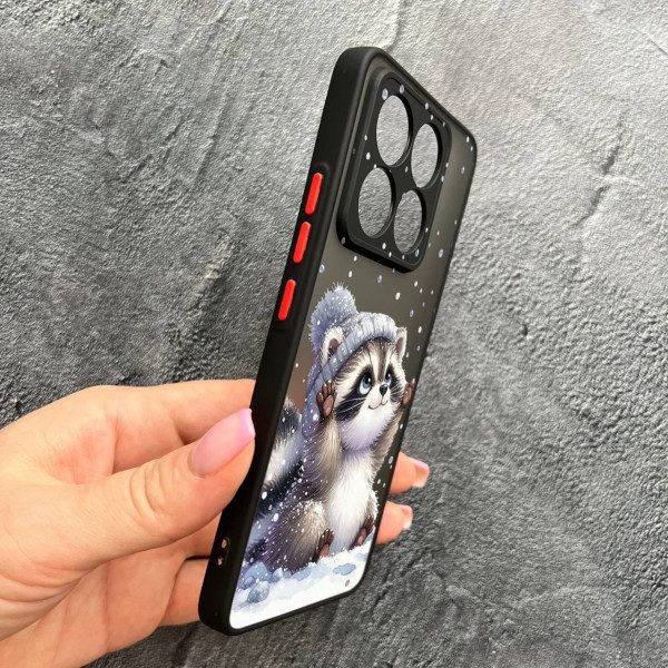 Чохол для Xiaomi 14T з захистом камери новорічний зимовий єнотик