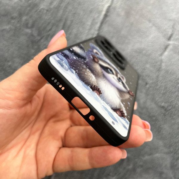 Чехол для Xiaomi 14T с защитой камеры новогодний зимний енотик