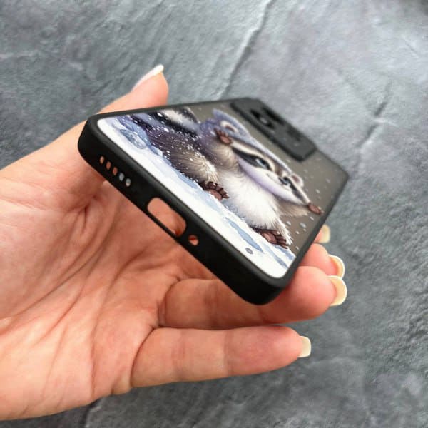 Чехол для Xiaomi 13T / 13T Pro с защитой камеры новогодний зимний енотик