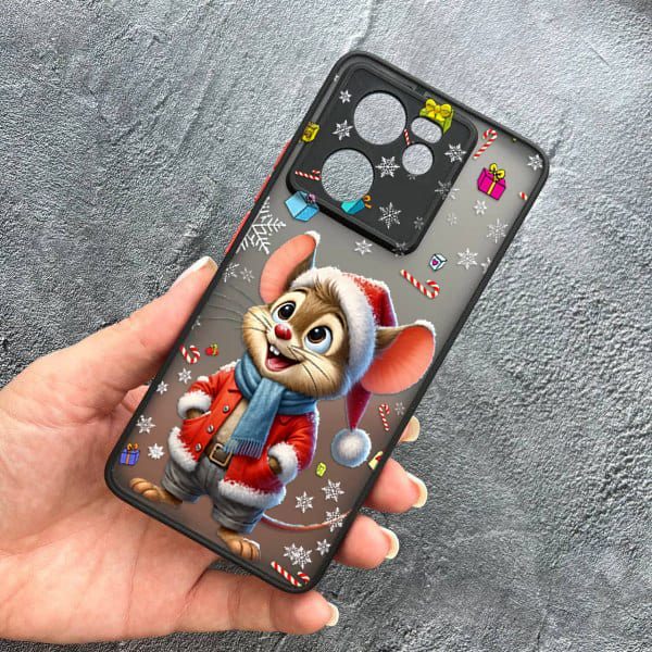 Чохол для Xiaomi 13T / 13T Pro з захистом камери новорічний мишеня в костюмі санти
